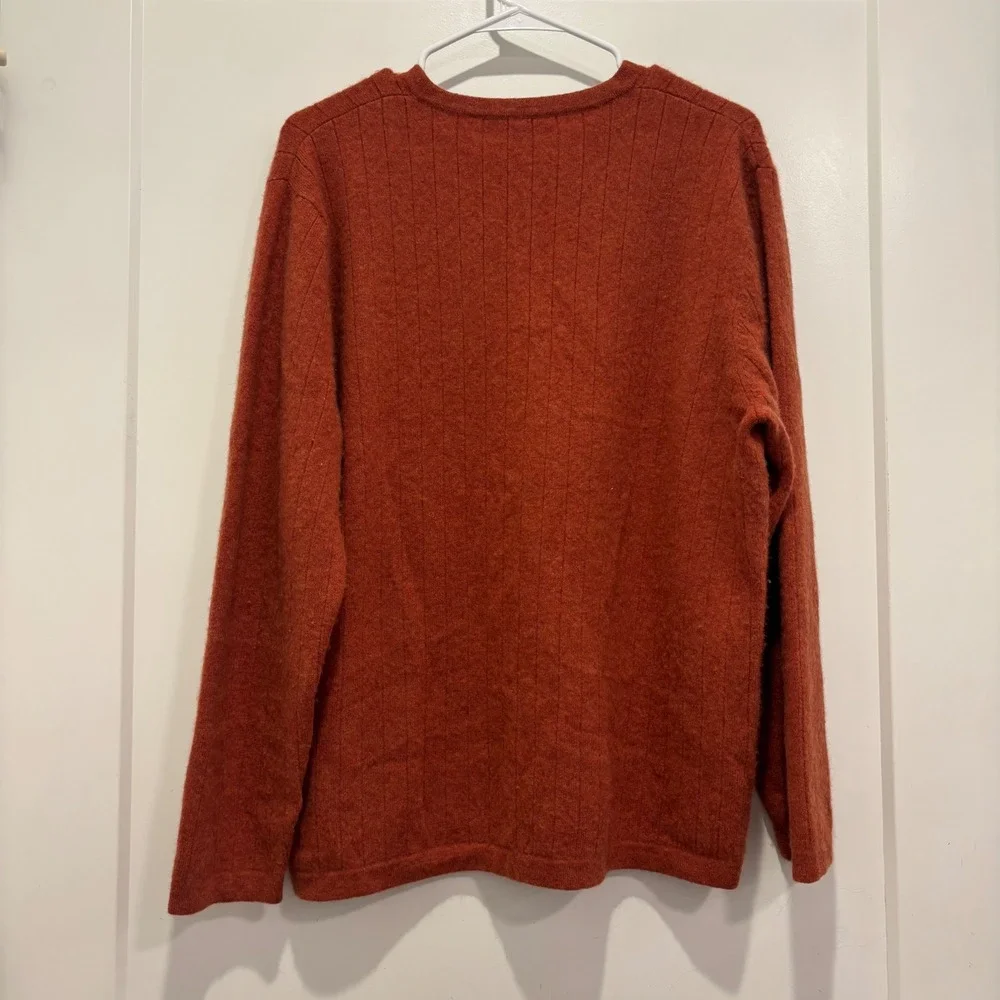 Apt. 9 Mens XXL Burnt Orange 100% Cashmere V-Neck Ribbed Knit Sweater